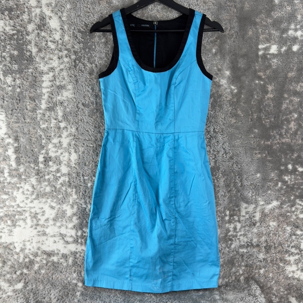 Maurices Size 1/2 Party Scoop Neck Mini Sheath Dress Blue Sleeveless Zip Lined